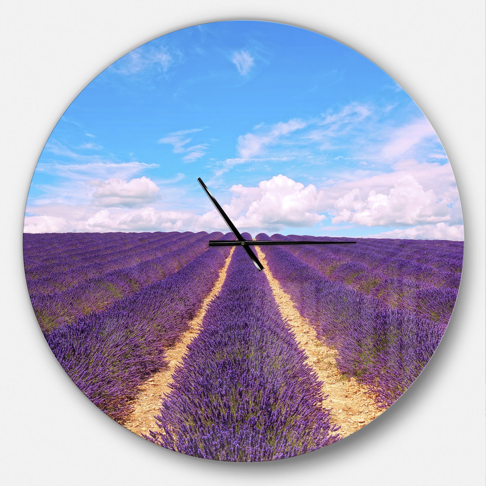 Blooming Lavender Flower Field - Oversized Traditional Wall CLock