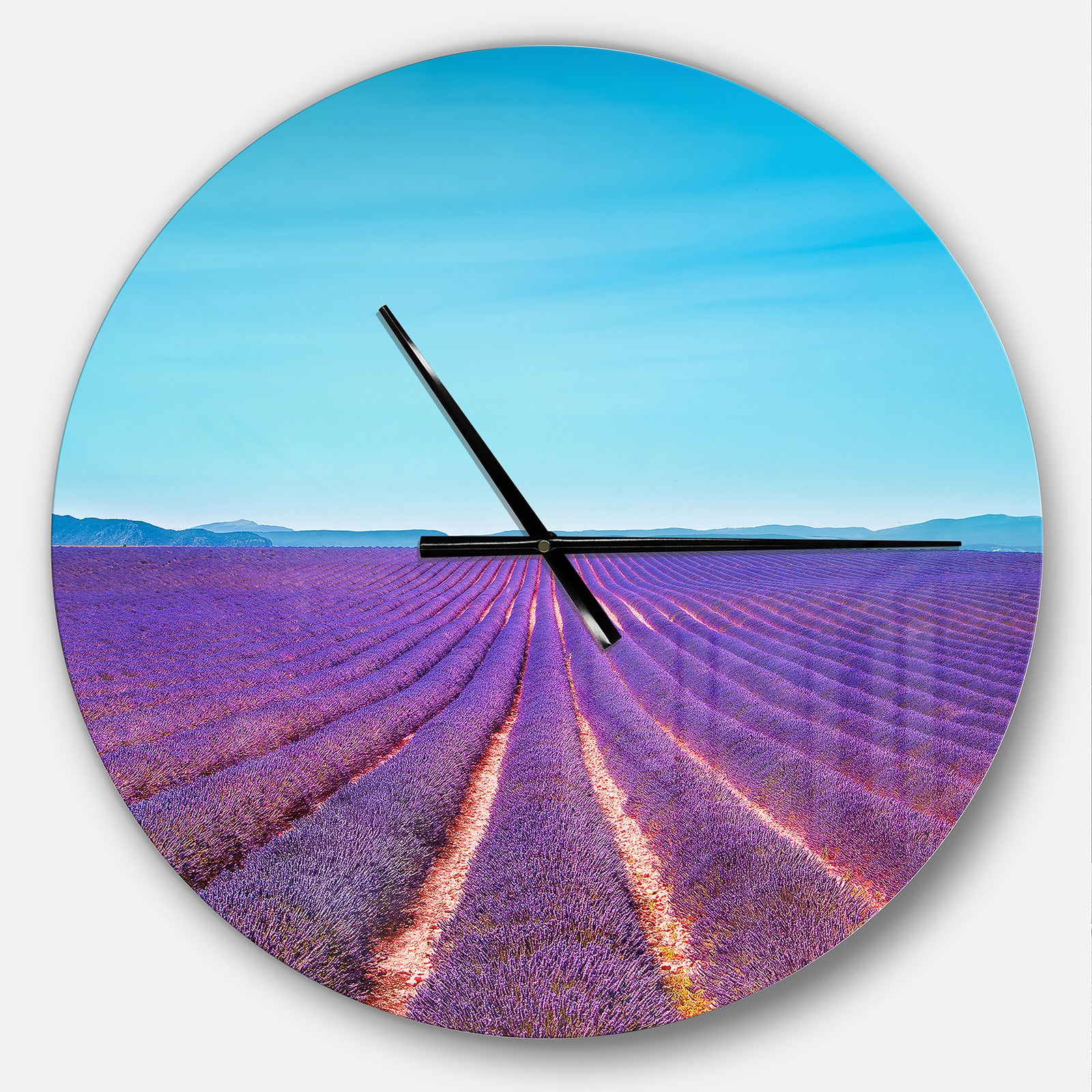 Lavender Flowers and Clear Sky - Oversized Traditional Wall CLock