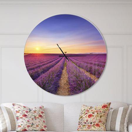 Lavender Field in Provence France - Oversized Traditional Wall CLock