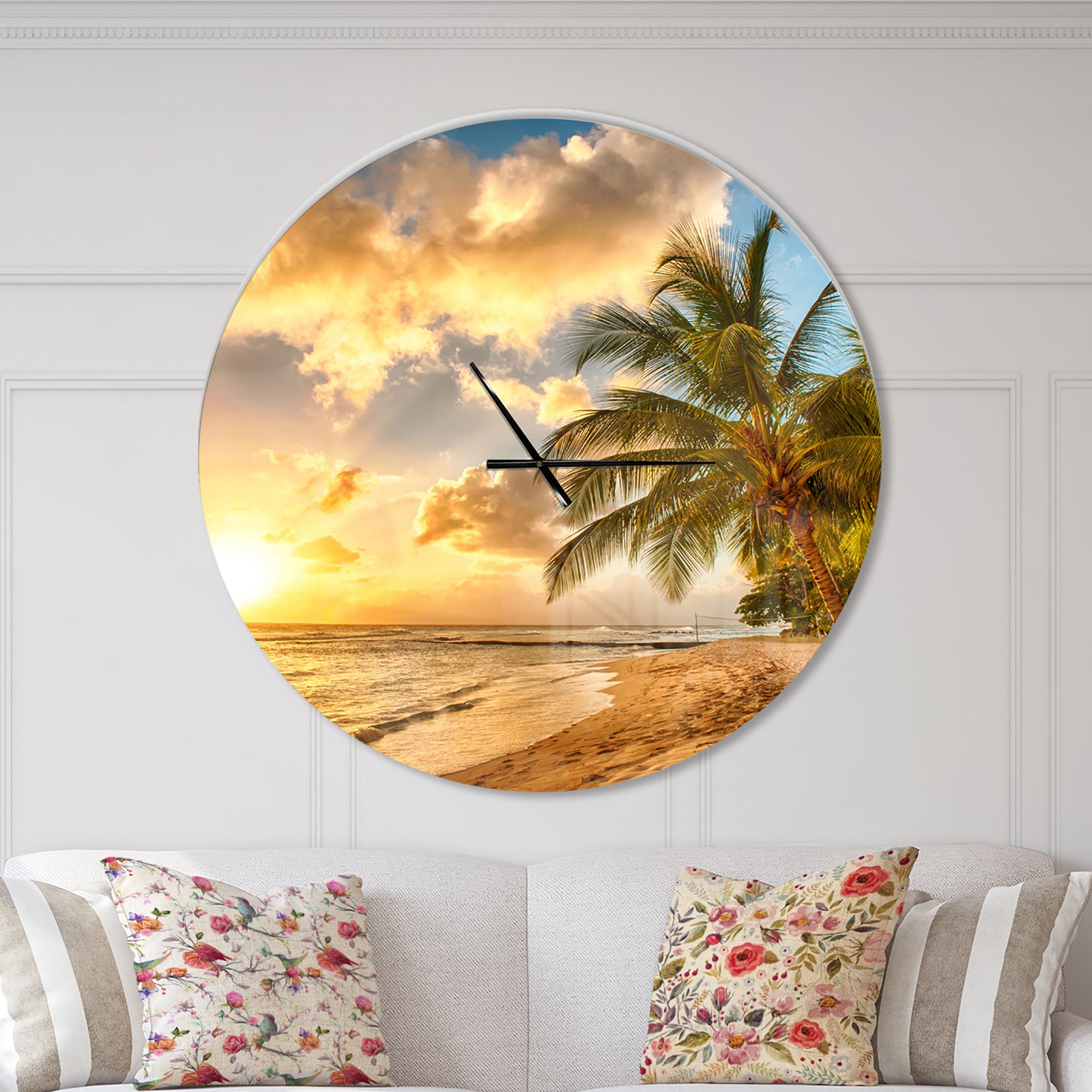 Gorgeous Beach of Island Barbados - Oversized Coastal Wall CLock
