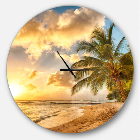 Gorgeous Beach of Island Barbados - Oversized Coastal Wall CLock