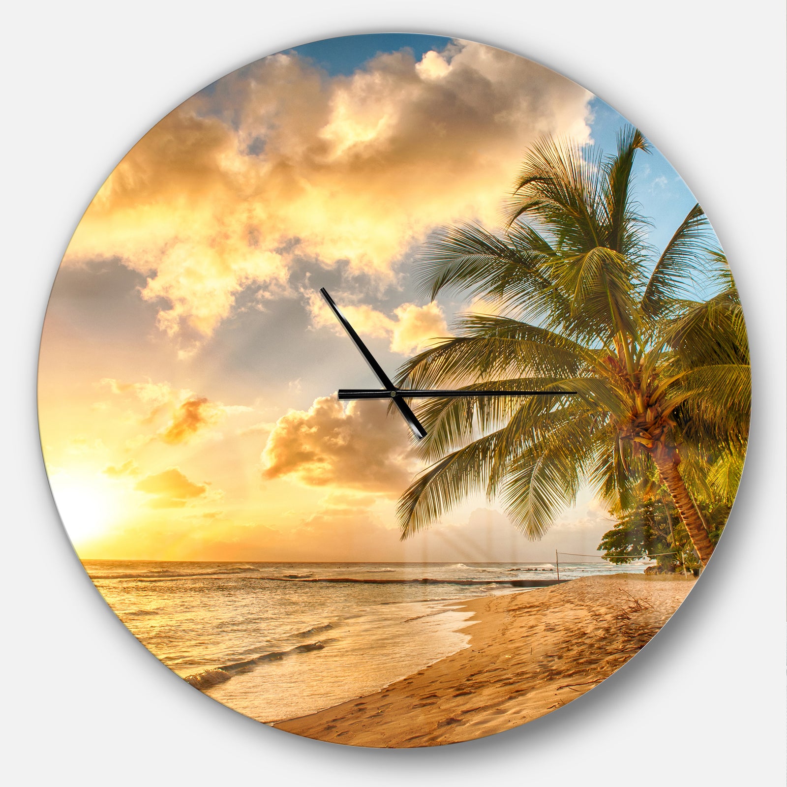 Gorgeous Beach of Island Barbados - Oversized Coastal Wall CLock