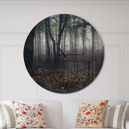 Dark Spooky Misty Wild Forest - Oversized Traditional Wall CLock