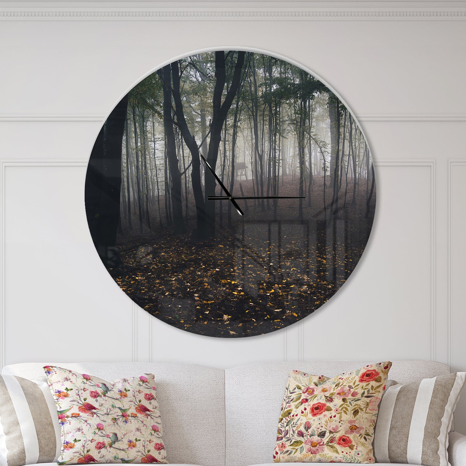 Dark Spooky Misty Wild Forest - Oversized Traditional Wall CLock