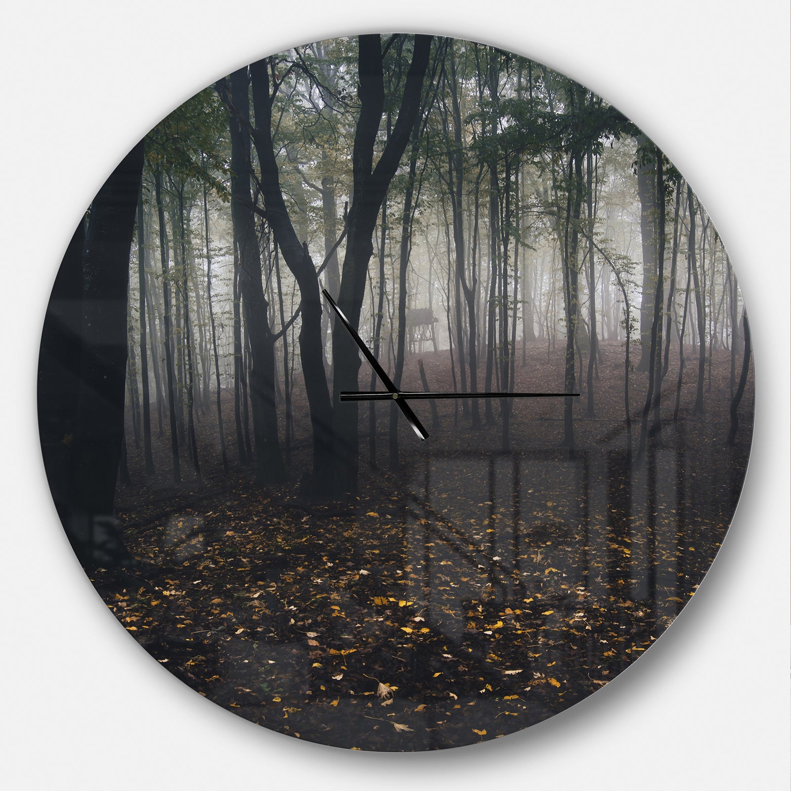 Dark Spooky Misty Wild Forest - Oversized Traditional Wall CLock