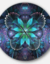 Fractal Flower Blue Digital Art - Oversized Modern Wall CLock