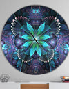 Fractal Flower Blue Digital Art - Oversized Modern Wall CLock