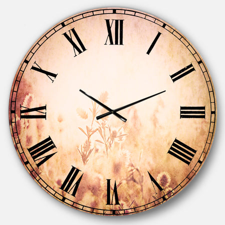Flowers in Mountain Meadow At Sunset - Flower Large Wall CLock