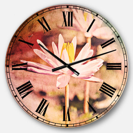 Lotus on Abstract Background - Floral Large Wall CLock