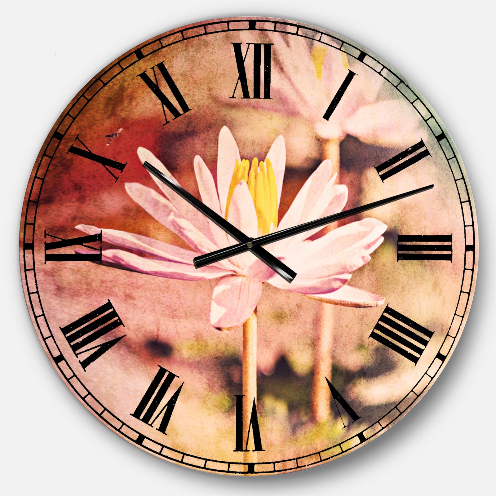 Lotus on Abstract Background - Floral Large Wall CLock