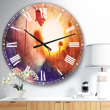 Beautiful Blurred Flowers At Sunset - Floral Large Wall CLock