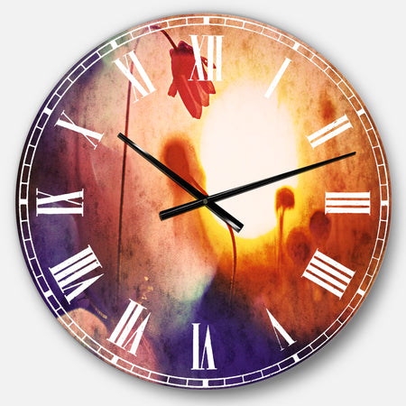 Beautiful Blurred Flowers At Sunset - Floral Large Wall CLock