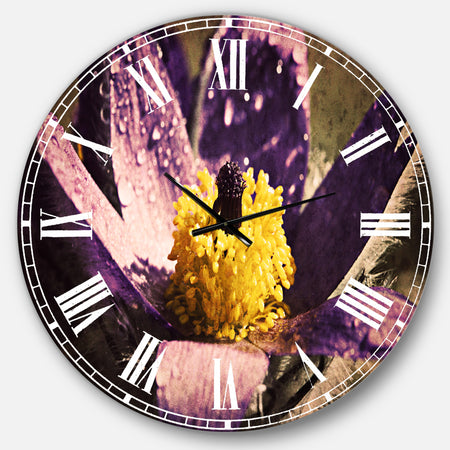 Purple Flower with Yellow Stigma - Floral Large Wall CLock