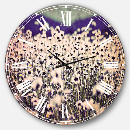 Amazing Light Blue Chamomile Blossom - Flower Large Wall CLock