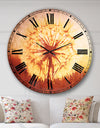 Blossom Dandelion Flower on Brown - Flower Large Wall CLock