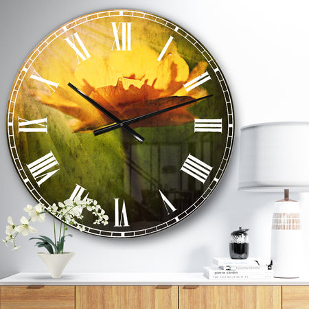 Large Yellow Flower in Spotlight - Flower Wall CLock