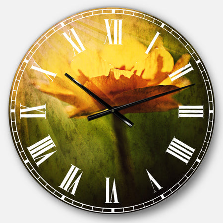 Large Yellow Flower in Spotlight - Flower Wall CLock