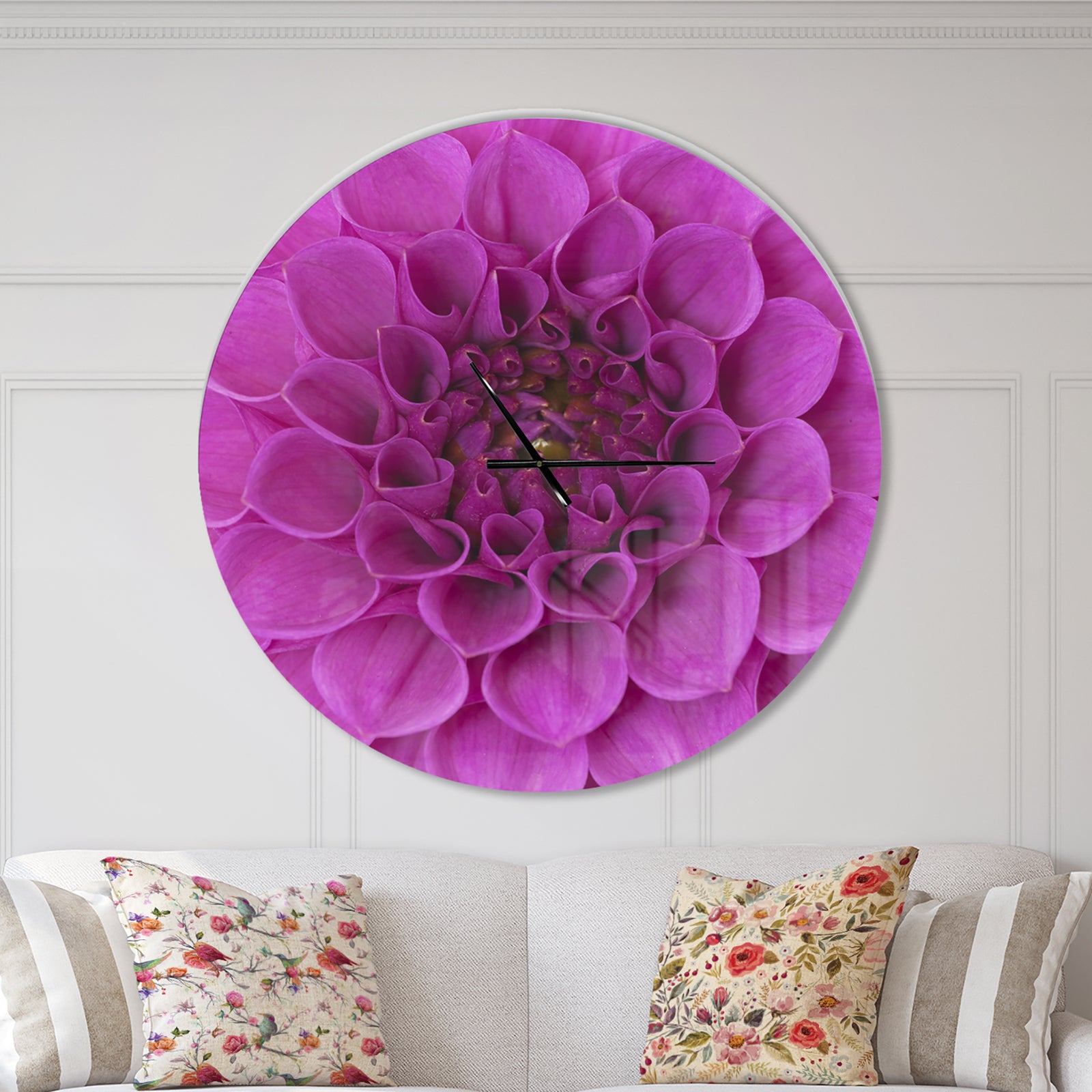 Large Purple Flower and Petals - Oversized Floral Wall CLock