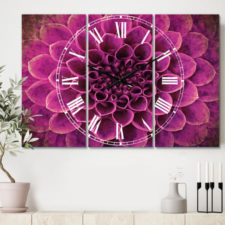 Light Purple Abstract Flower Petals - Cottage 3 Panels Large Wall CLock