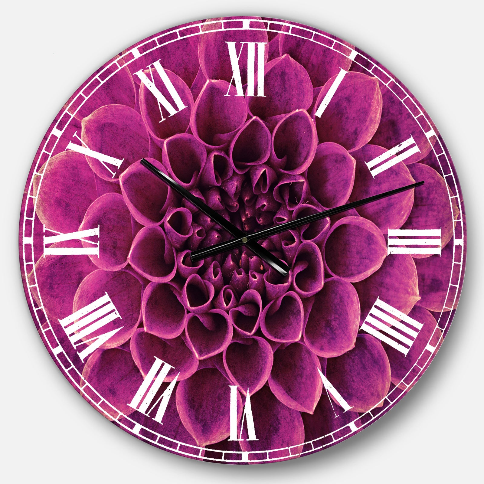 Light Purple Abstract Flower Petals - Floral Large Wall CLock