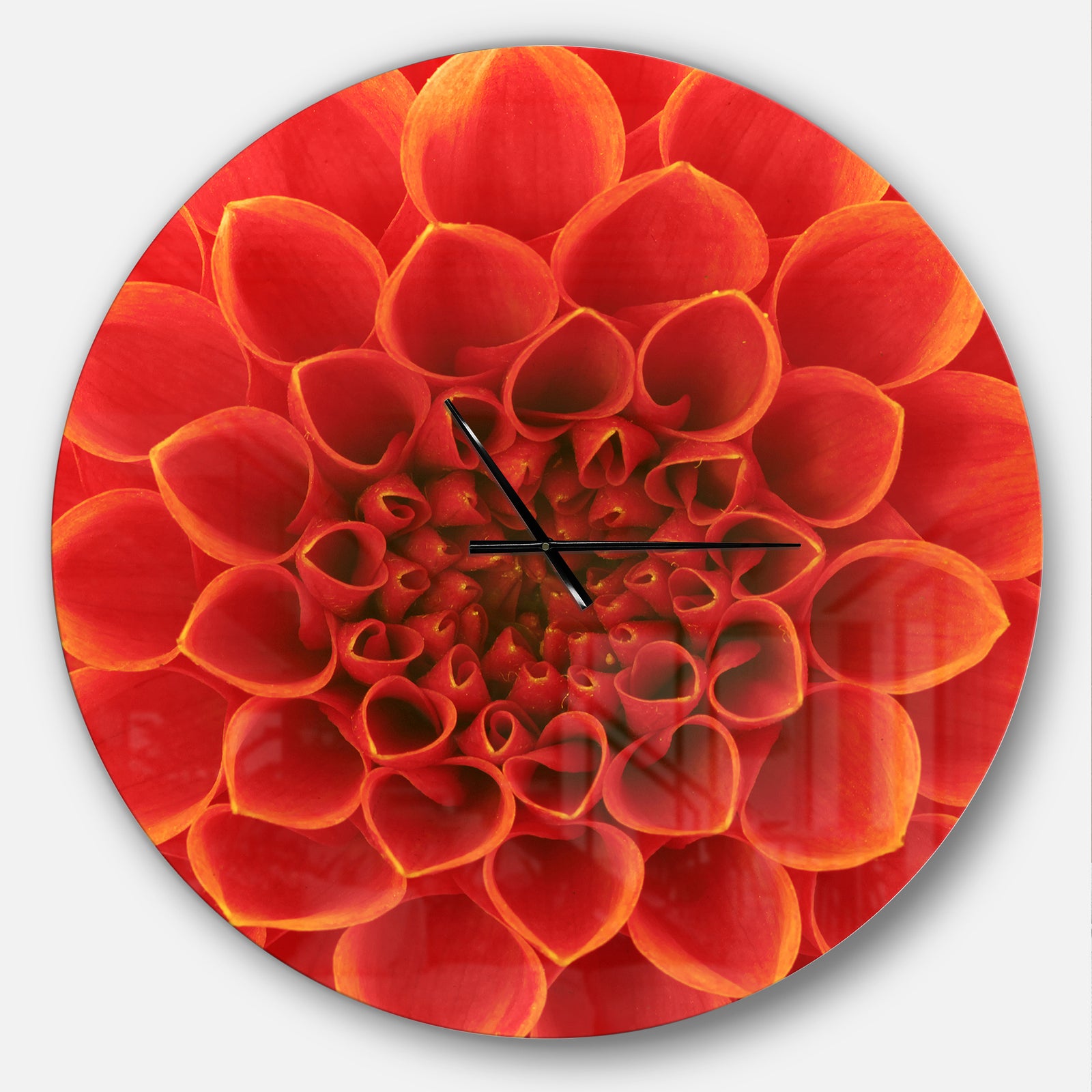 Orange Abstract Flower Petals - Oversized Floral Wall CLock