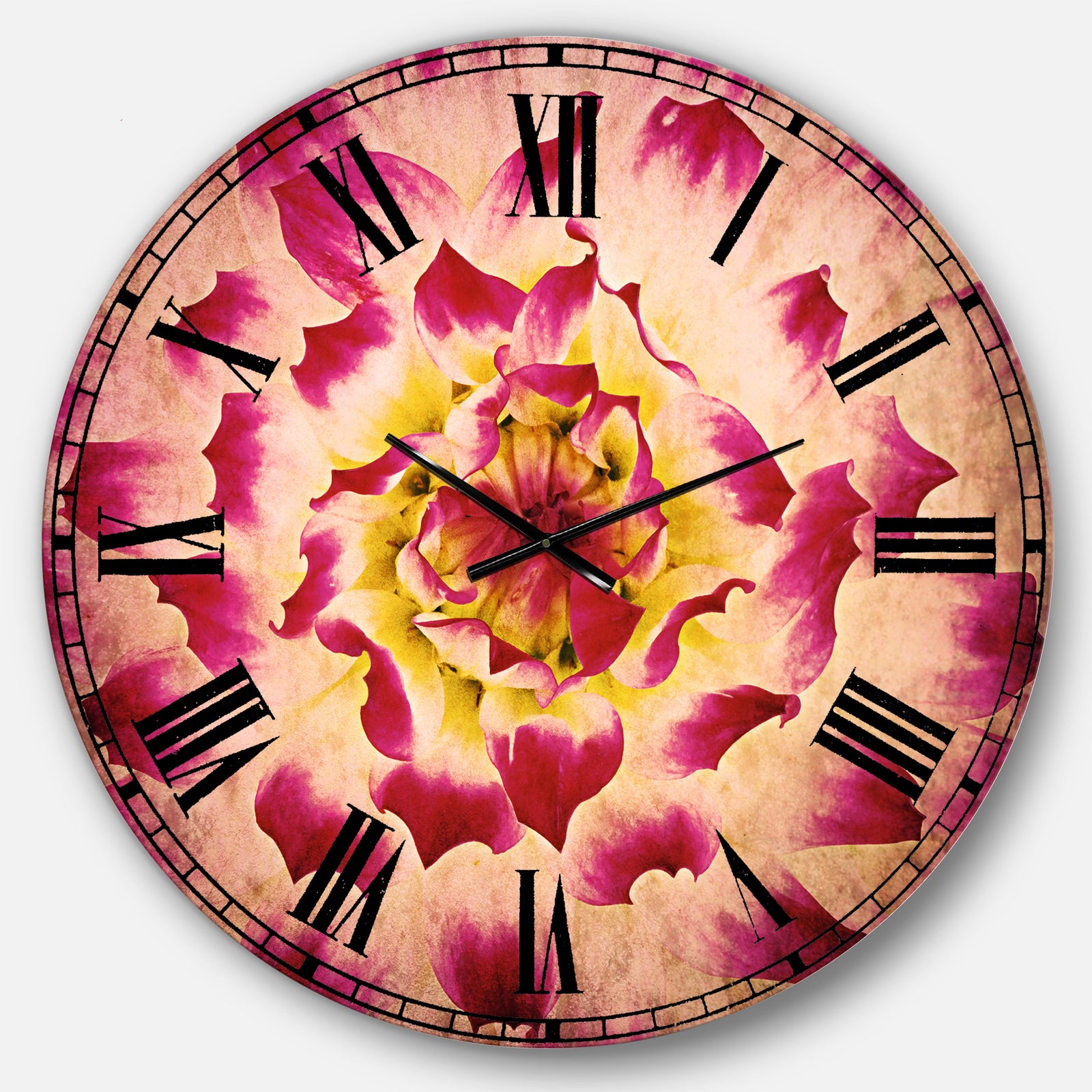 Smooth White Rose Flower Petals - Floral Large Wall CLock