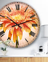 Large Orange Gerbera on White - Floral Large Wall CLock