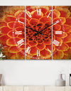 Abstract Orange Flower Design - Cottage 3 Panels Large Wall CLock