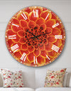 Abstract Orange Flower Design - Floral Large Wall CLock