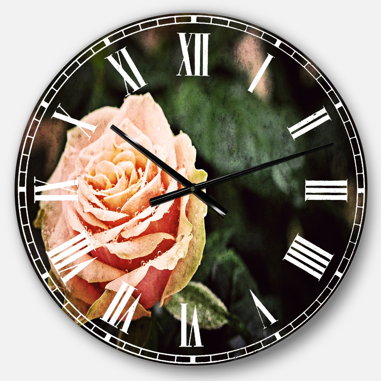 Red and Orange Rose Flower Close Up - Floral Large Wall CLock