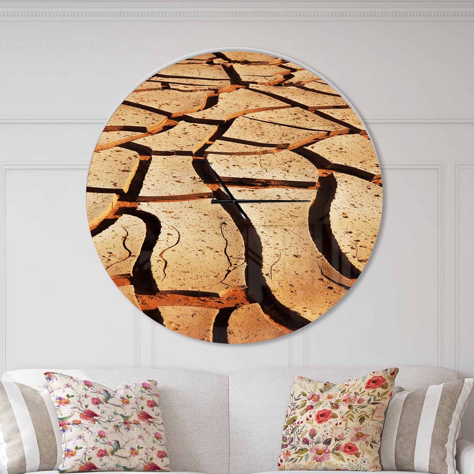 Cracked Brown Drought Land - Oversized Landscapes Wall CLock