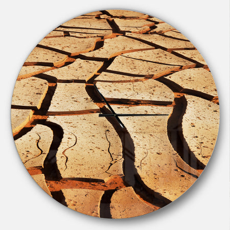 Cracked Brown Drought Land - Oversized Landscapes Wall CLock