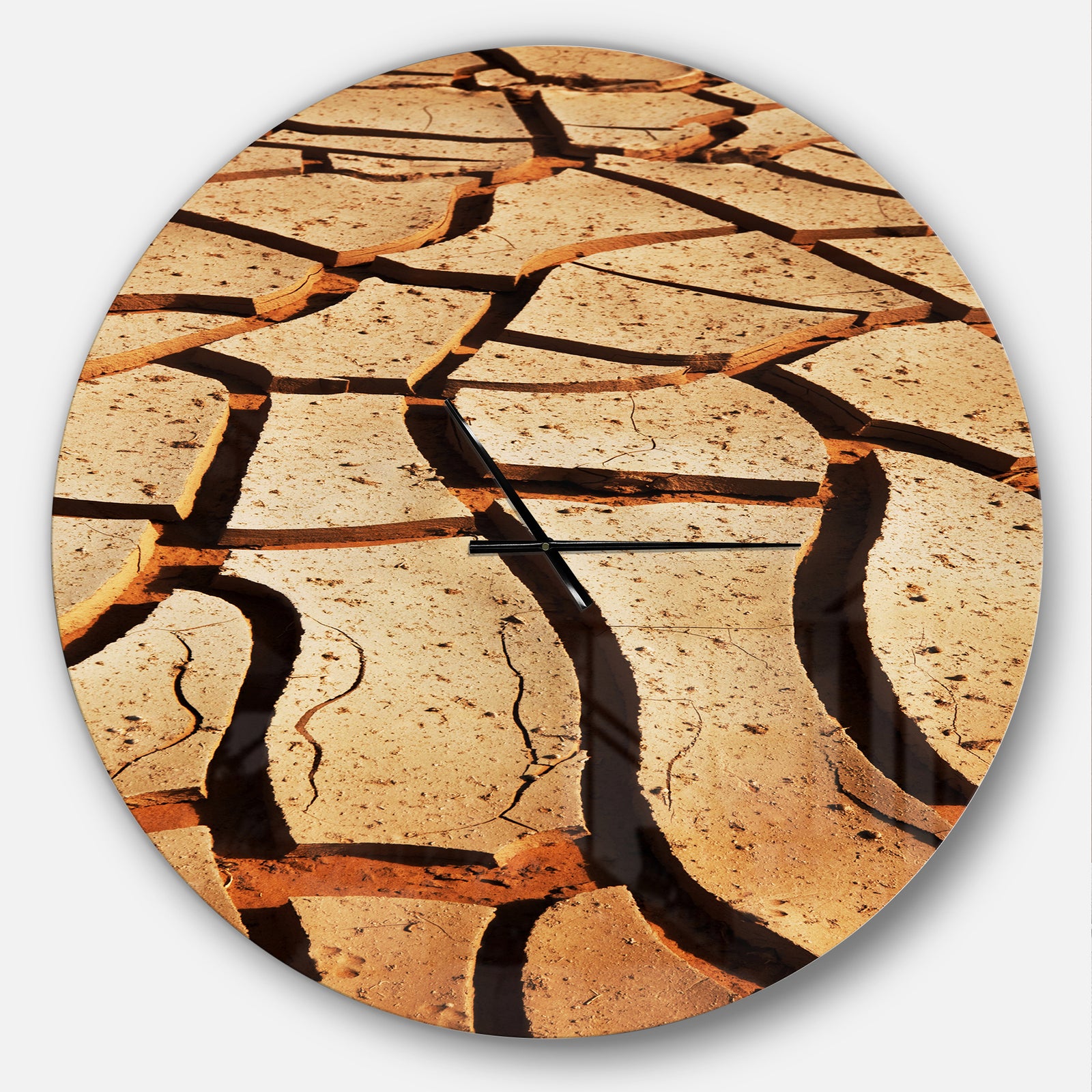 Cracked Brown Drought Land - Oversized Landscapes Wall CLock