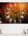 Dense Poppy Field At Sunset - Cottage 3 Panels Oversized Wall CLock