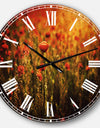 Dense Poppy Field At Sunset - Floral Large Wall CLock