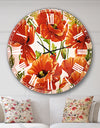 Seamless Pattern of Red Poppies - Floral Large Wall CLock