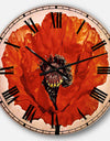 Red Poppy Blossom Close Up - Floral Oversized Wall CLock
