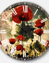 Poppies on Thunderstorm Background - Floral Large Wall CLock