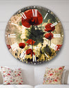 Poppies on Thunderstorm Background - Floral Large Wall CLock