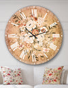 White and Yellow Floral Pattern - Floral Large Wall CLock
