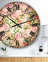 Pink Flower Pattern on White - Floral Wall CLock