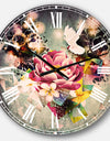 Flowers and Dove Abstract Design - Floral Large Wall CLock