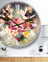 Flowers and Dove Abstract Design - Floral Large Wall CLock