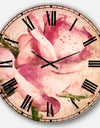 Pink Rose Drawing Watercolor - Floral Large Wall CLock