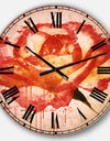Red Rose Hand drawn with Splashes - Floral Large Wall CLock