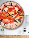Red Rose Hand drawn with Splashes - Floral Large Wall CLock