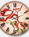 Fantastic Red Roses Watercolor - Floral Wall CLock