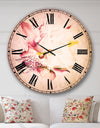 Pink Rose Watercolor Illustration - Floral Wall CLock