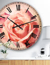 Pink Rose Sketch on White Background - Flowers Wall CLock