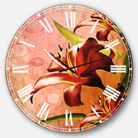 Beautiful Vector Flower on Pink - Flowers Large Wall CLock